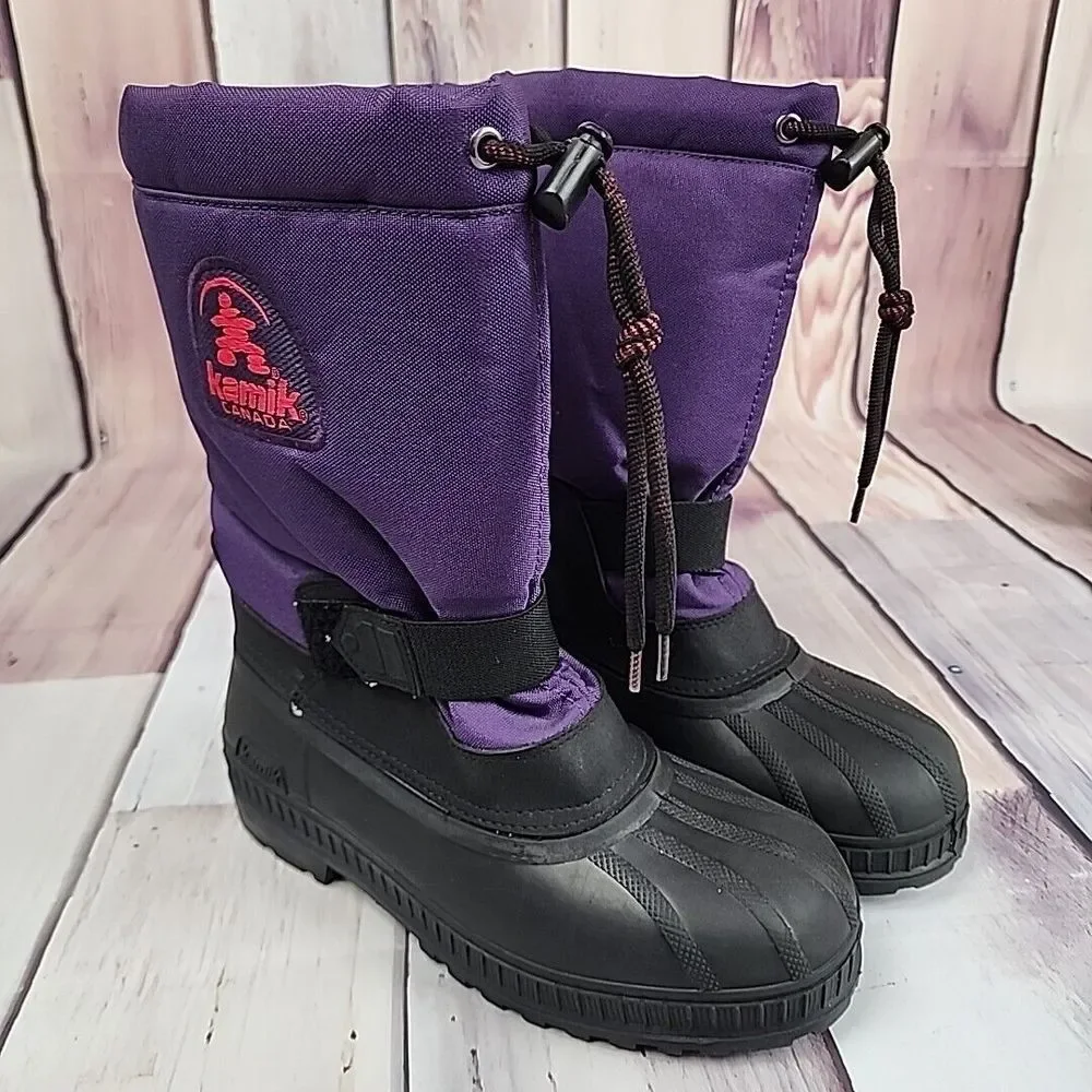 Kamik Womens 6 Purple Black Boots‎ Cold Weather Winter Snow Waterproof Lined